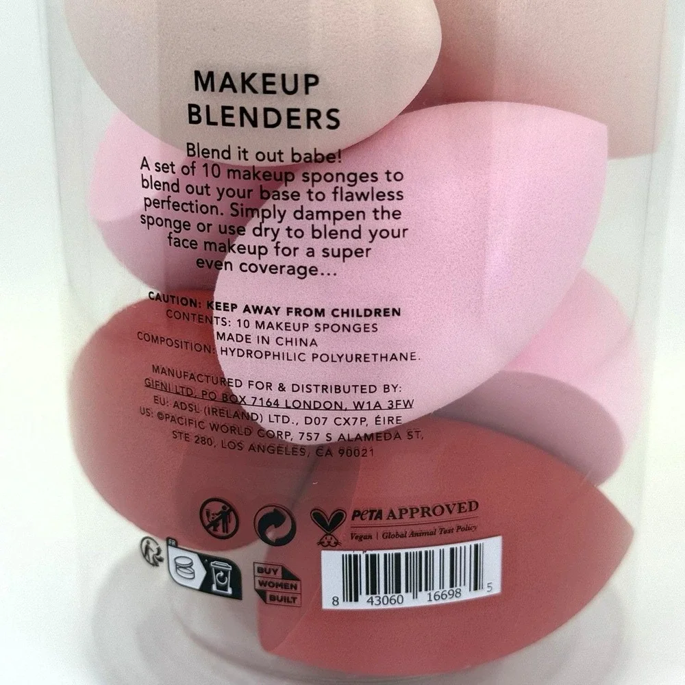 Holler and Glow Makeup Blenders 10‎ Pack Beauty Sponges Set Pink Red Nude NWT